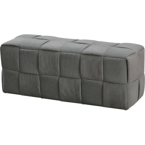 Pouf rettangolare colore grigio effetto intrecciato Den 104x39x39H (1/4)