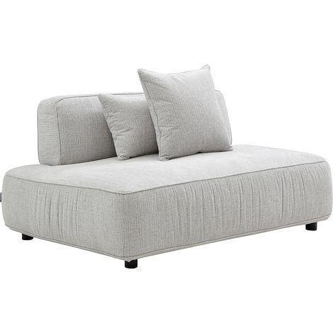Chaise longue sinistra in tessuto ciniglia grigio chiaro - LELACO (1/2)