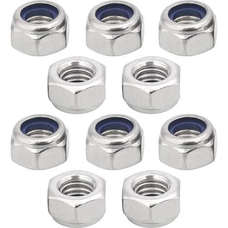 Cyclingcolors – Lot de 10 écrous frein hexagonaux en acier inoxydable A2 – Certifiés ISO 10511 DIN 985 – M8 – Résistants à la corrosion pour environnements humides (1/3)