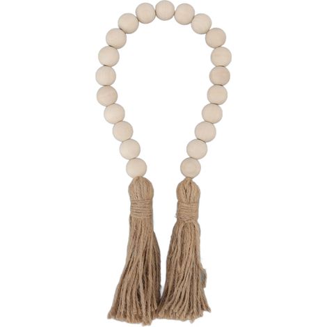 Guirlande de Perles en Bois Naturel Fait Main avec Franges - Décoration Murale Cadeau (1/5)