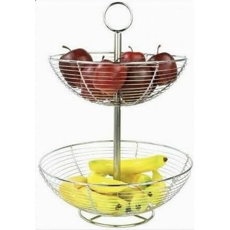 Boîne Panier De Fruits Ellipse Support Home Accessoires De Table à Manger 2 Niveaux