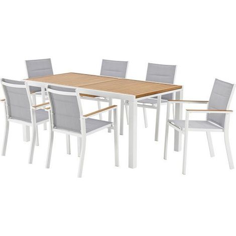 Ensemble repas de jardin LOUNA 8 personnes en aluminium - Table extensible + 8 fauteuils (1/5)