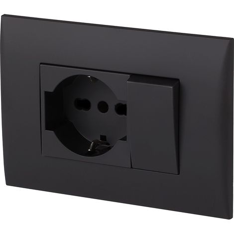 PLACCA PRECOMPOSTA 1 presa P40 + 1 deviat. 10A - col.nero - ELECTRALINE