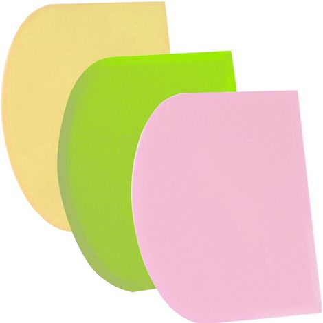 Teigschaber Set 3 Stück, flexibel, BPA-frei, scharfe Kante, 21x14cm, Grün+Rosa+Gelb