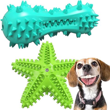 Brosse à dents pour chien, jouet à mâcher pour chien, bâtonnets de nettoyage de dents résistants aux morsures, jouet sonore en TPR, lot de 2 (1/5)