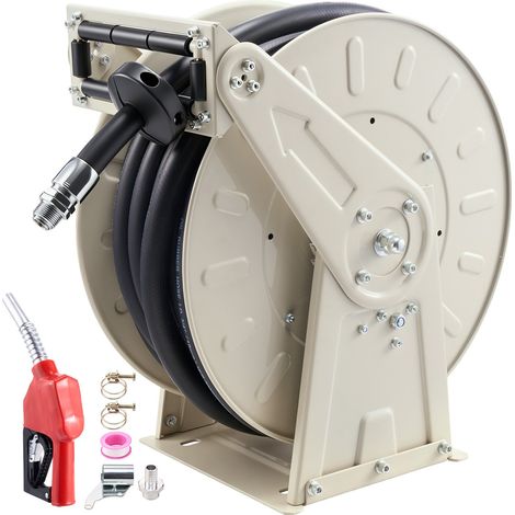Enrouleur de Tuyau de Carburant Rétractable 19,05 mm x 19,8 m 20 bar, Dévidoir de Tuyau Diesel à Ressort, Rétraction Automatique, pour Diesel et Kérosène, avec Flexible en Caoutchouc Industriel (1/5)