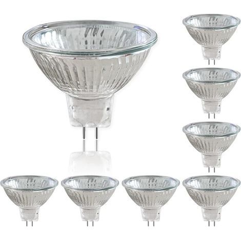 Ampoule LED GU5.3 50W Pack de 8 12V Ampoules Halogènes Réflecteur, Dimmable Projecteur, Ampoule Spot Halogène MR16, 660LM, Blanc Chaud 2700K, 36 °Faisceaux (1/4)
