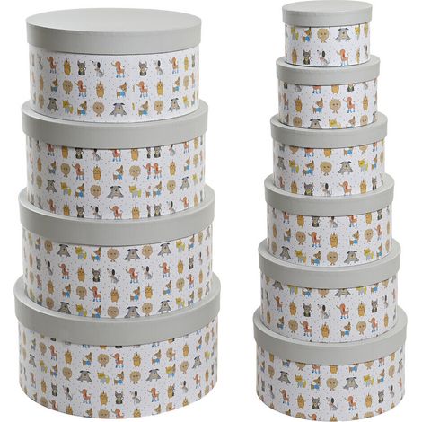 DKD Home Decor Boîte Multiusage Blanc Multicolore 37,5x37,5x18 cm (1/3)