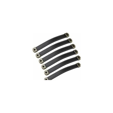 Lot de 6 poignées en cuir Poignées de meubles vintage en cuir–Poignées d'armoire poignées cuir poignee meuble de cuisine noir Entraxe 160mm Noir Hole distance 160mm (1/5)