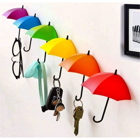 Lot de 6 crochets adhésifs résistants décoratifs muraux et crochet de suspension original multifonction et organisateur pour accrocher les clés (1/5)