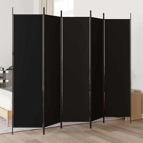 5-tlg. Paravent Schwarz 250x200 cm Stoff