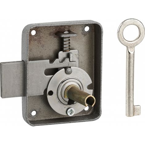 Thirard – Serrure de meuble Paris pour porte d'ameublement – Installation droite – Axe 35mm – Dimensions 60x70mm – Finition époxy gris granité – 1 clé