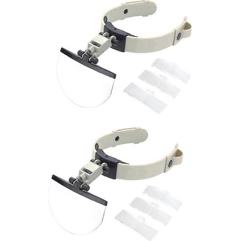 Lot de 2 lunettes loupe frontales avec éclairage LED et quatre jeux de lentilles interchangeables. (1/4)