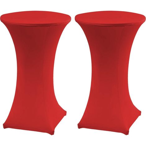 2er-Set Spandex-Tischhussen für Stehtische, dehnbar, rot, 80x110cm