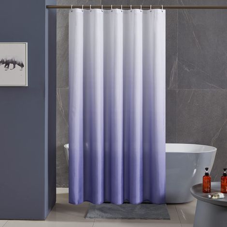 Rideau de Douche Anti Moisissure Tissu Lavable en Machine Petit Rideaux Douche pour Camping Car Cabine de Douche Imperméable en Polyester avec 6 Crochets 90x180cm Violet Dégradé (1/5)