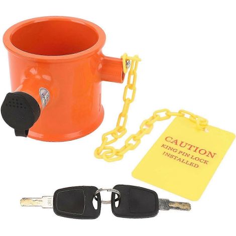 Goupille de verrouillage de sellette d'attelage 74 mm en alliage d'aluminium avec panneau d'avertissement antivol, compatible avec les camping-cars, bateaux, caravanes et semi-remorques (MK8998). (1/5)