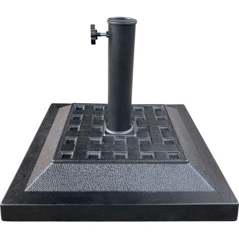 Pied de Parasol, Mât 38-48 mm, 44X44X33 cm, Noir, Matériau Polyrésine, Pied de Parasol de Jardin, Carré, 12 kg, Jardin (1/5)