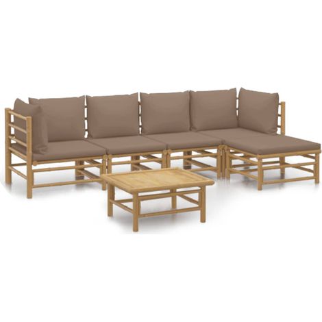 Maison Exclusive - Set Salotto da Giardino 6pz con Cuscini Tortora Bambù