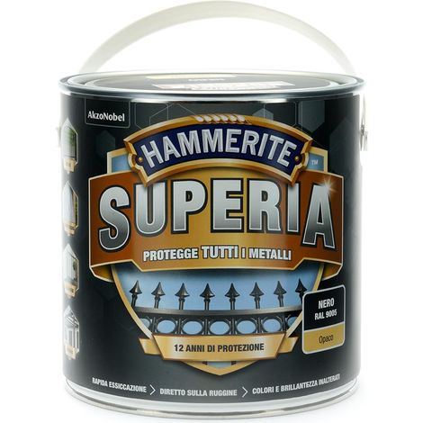 Hammerite Superia smalto metallo antiruggine interno e esterno, Opaco Nero, 2.5 L (1/2)