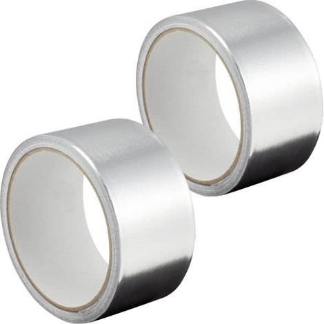Ruban adhésif en feuille d'aluminium en 2 pièces, imperméable, résistant à l'huile, isolant, 4,8 cm de large, 10 m de long, pour CVC, étanchéité, isolation et réparation. (1/5)