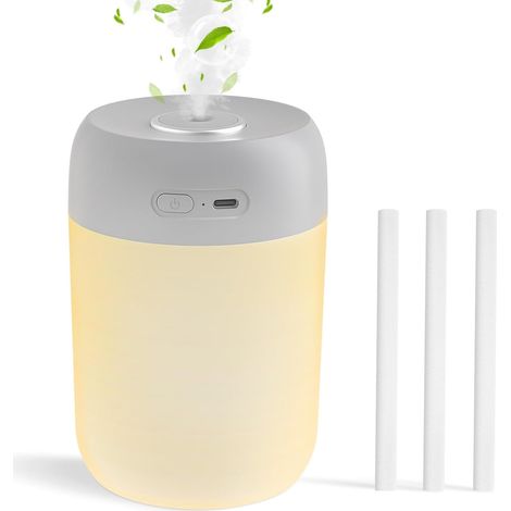 Humidificateur sans fil pour chambre à coucher, intérieur, avec lumière LED, arrêt automatique et deux modes de brumisation, idéal pour les bébés et les plantes, autonomie de 8 heures, niveau sonore d (1/5)