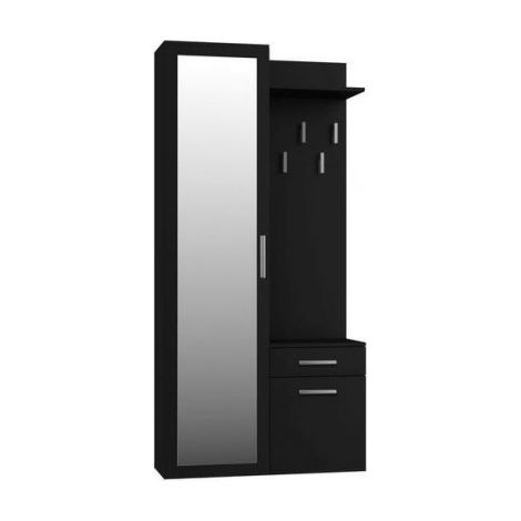 Top-e-shop GAR CZERN mueble de entrada negro mate con espejo