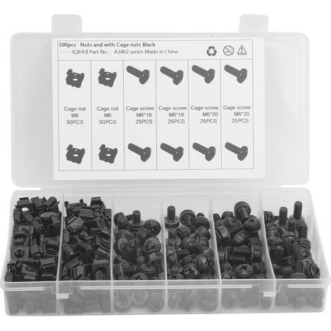 M6-Käfigmutterschraubensatz aus Kohlenstoffstahl für Rack-Chassis-Controller-Schränke (1/5)