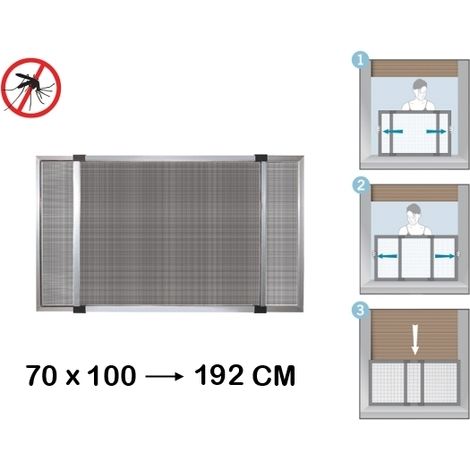 Zanzariera estensibile in alluminio con telaio per porte/finestre con tapparella 70x100/192 cm