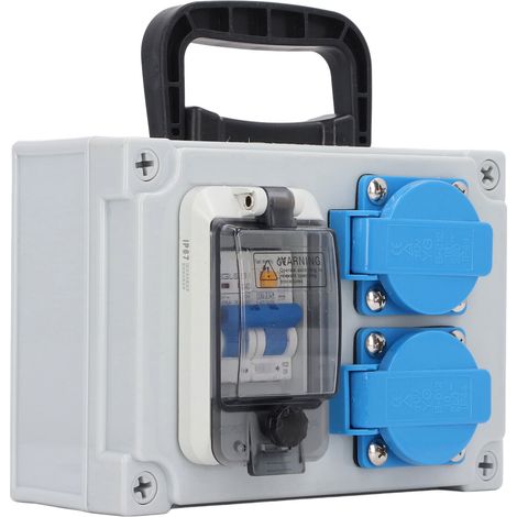 Boîtier de prise murale RCBO/RCD avec 2 prises 250 V 16 A (norme UE) et disjoncteur 230 V 40 A (1P+N) (1/5)