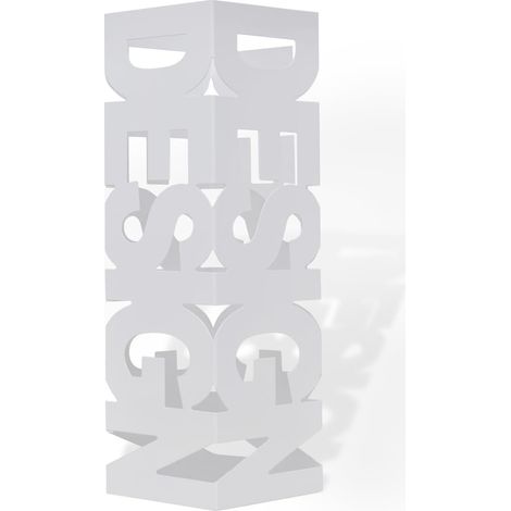 Porte-parapluie carré à rangement Blanc Acier 48,5 cm (1/5)