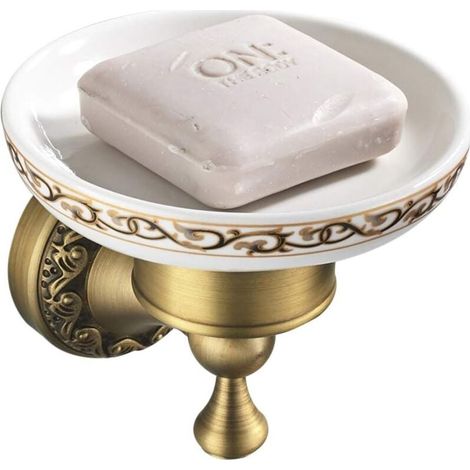 ZVD-Porte Savon en Laiton Bronze avec Fixation Murale, Style Antique, Idéal pour Salle de Bain (1/4)