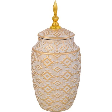 Jarrón de cerámica  dorado, d15x34h cm (1/5)