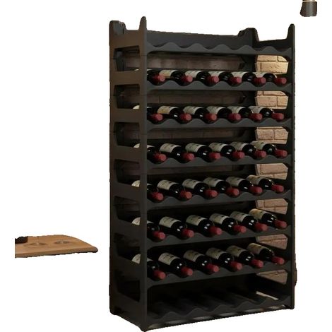 Bodega para vinos, diseño apilable, capacidad para 48 botellas, color antracita. (1/2)