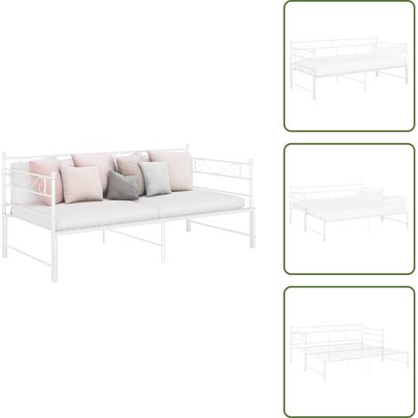 Cadre de canapé-lit extensible sans matelas blanc 90x200 cm - Canapé Convertible - Lit Invité - Cadre Lit - Canapé Lit Double - Meubles Salle Séjour