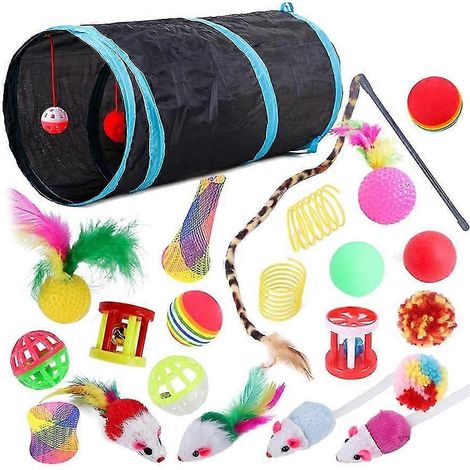 22 jouets interactifs d'intérieur, jouets souris, baguettes à plumes, jouets sauteurs (1/5)