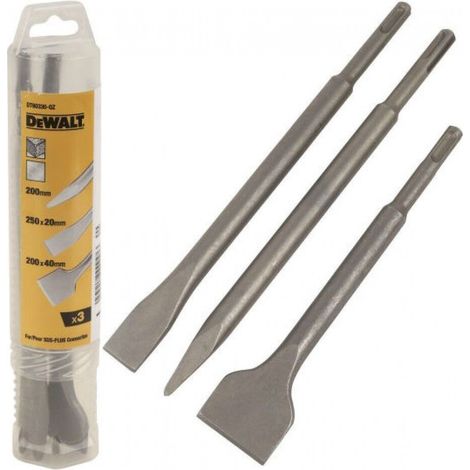 DeWALT DT60330-QZ SET 3 SCALPELLI A PUNTA PIATTO E A SPATOLA 250 mm SDS-PLUS