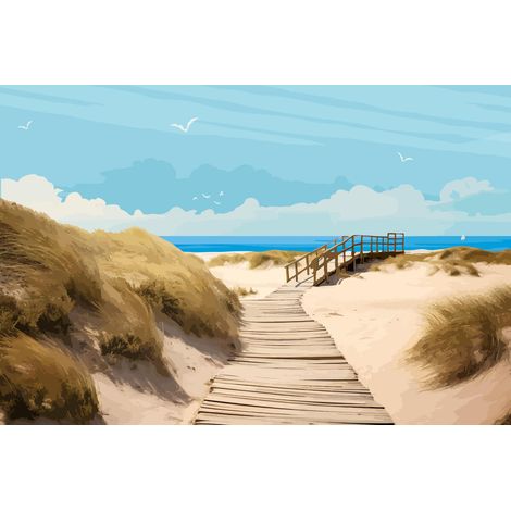 Tableau sur toile allée vers la plage 30x45 cm - Impression sur Toile Murale Décorative - Image imprimée en HD sur Toile - Toile sur Châssis en Bois FSC - Fabriqué en France (1/5)