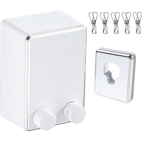 Séchoir à linge d'intérieur rétractable, acier inoxydable, boîtier ABS, blanc (1/4)