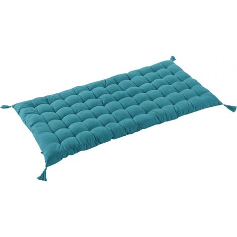 SOPHIE - Matelas de Sol avec pompons 60x120cm Coton Coloris Paon (1/3)