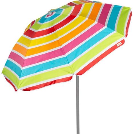 AKTIVE parasol 180 cm tubo 22/25 mm polyester anti-uv , Parasol 180 cm tubo 22/25 mm poliéster anti-UV rayas colores, una sombrilla ligera y práctica diseñada para ofrecer sombra y
