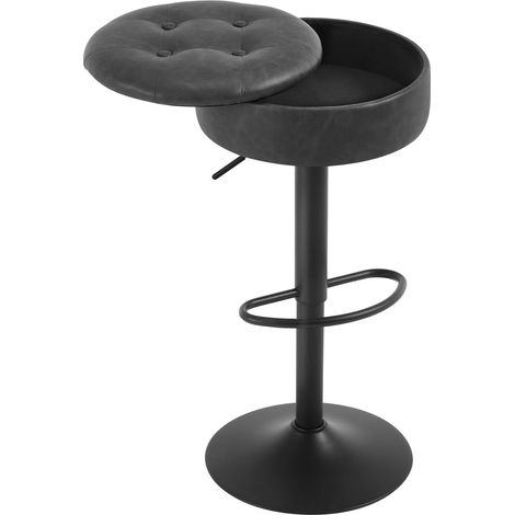 Tabouret Bar WOLTU, Tabouret Pivotant à 360°, Similicuir + Métal, Anthracite (1/5)