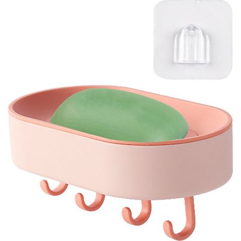 1 porte-savon suspendu, sans perforation, avec 4 crochets, pour salle de bain, carrelage et verre (1/5)