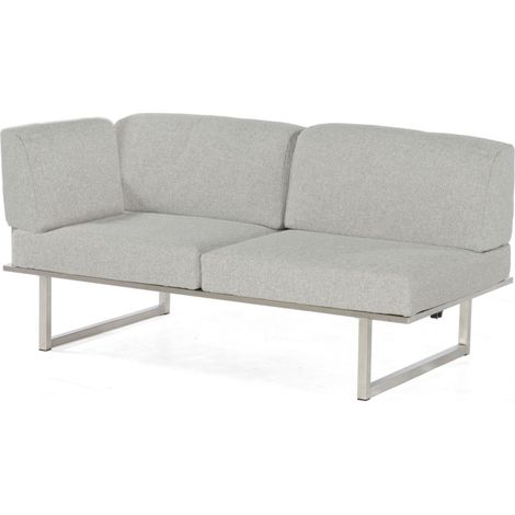 Sonnenpartner Lounge-Eckmodul 2-Sitzer links Lotus Edelstahl mit Teakholz Loungesofa