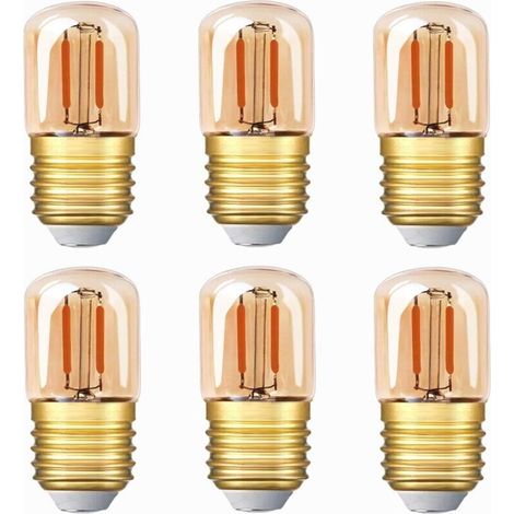 Edison-LED-Röhrenlampe, 1 W, E27-Sockel, warmweißes Licht (2200 K), bernsteinfarbenes Glas, 6er-Pack