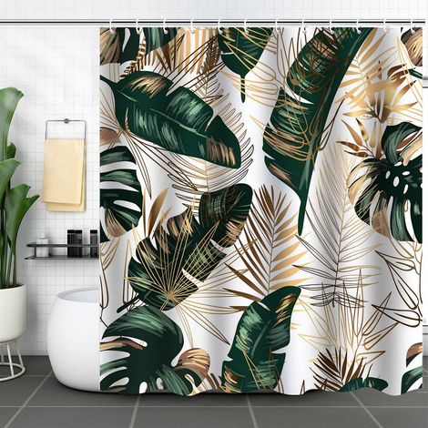 Rideau de douche romantique abstrait style bohème, imperméable, en polyester, 150 x 180 cm (59 x 71 pouces) (1/5)