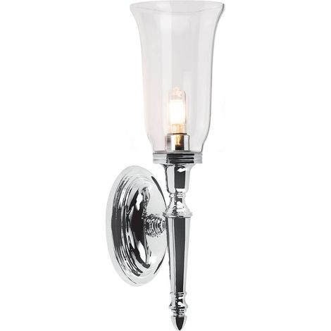 Wandleuchte Lampe Fackelleuchte LED Badezimmerleuchte chrom Glas Flurlampe IP44 (1/5)