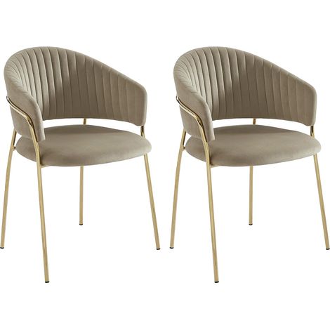 Sedia in Velluto e Metallo dorato Beige - Lotto di 2 - MADOLIA di Pascal MORABITO (1/5)