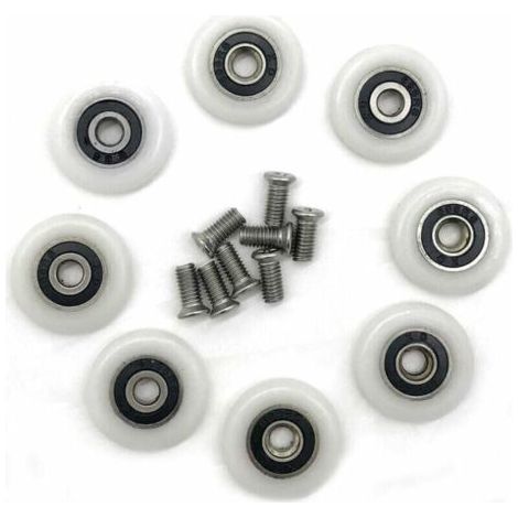 Lot de 8 roues de rechange pour porte de douche de 23 mm de diamètre Fixation de porte et paroi de douche (1/4)