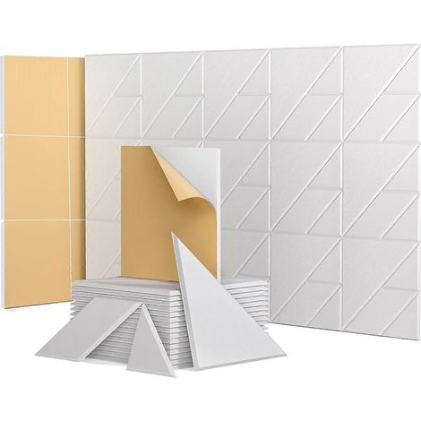 Lot de 12 panneaux muraux insonorisants, 30,5 x 30,5 x 1 cm, autocollants, pour la maison et le bureau. (1/5)