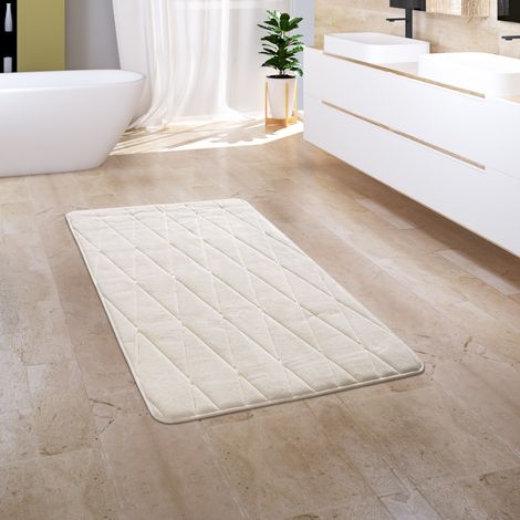 Paco Home Tapis Salle De Bain Tapis De Bain Moelleux Mousse À Mémoire De Forme 3D 60x100 cm, Crème 4